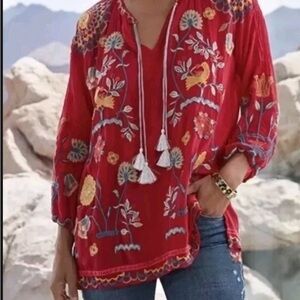Johnny Was Mayson Floral Embroidered Tunic Size LOOK ÀT THE PICTURES MEASUREMENT